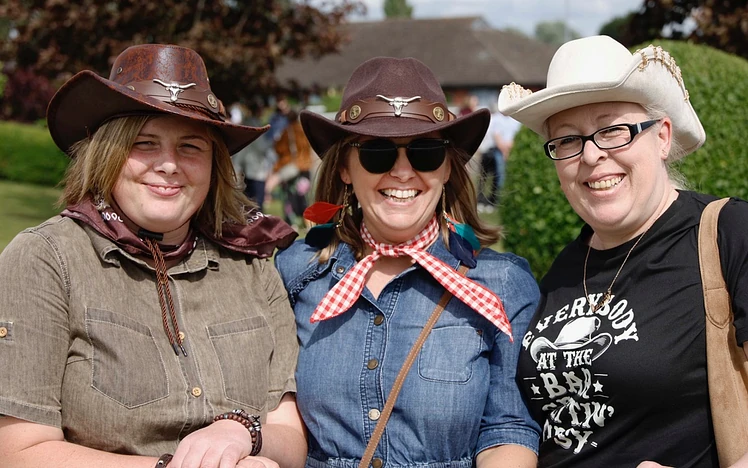 Women at country and western racenight at Southwell Racecourse