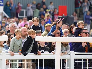 Family filled crowds watching the Easter racing at Southwell Races.
