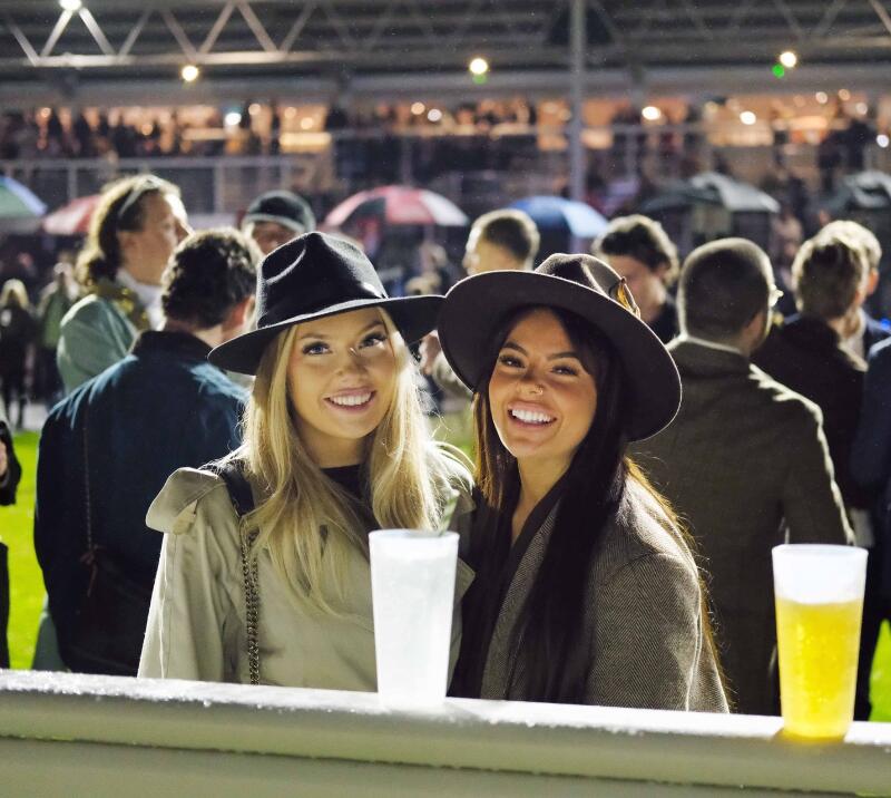 Two ladies in hats at Southwell Racecourse