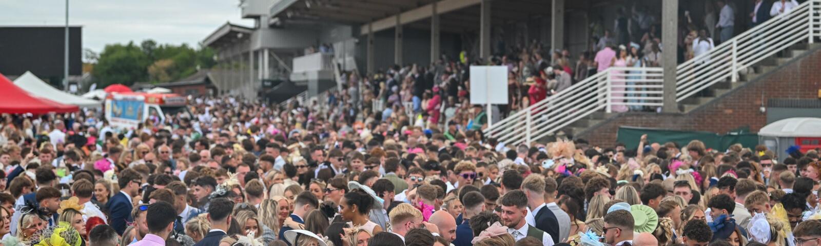 The packed grounds and grandstand during a busy raceday at Southwell